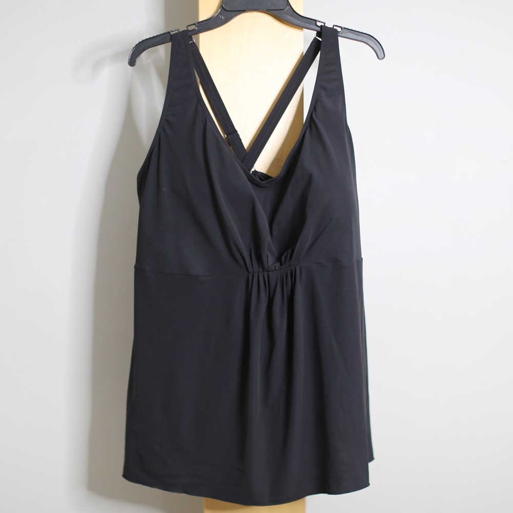 LL Bean Tankini Swim Top Womens 26W Black